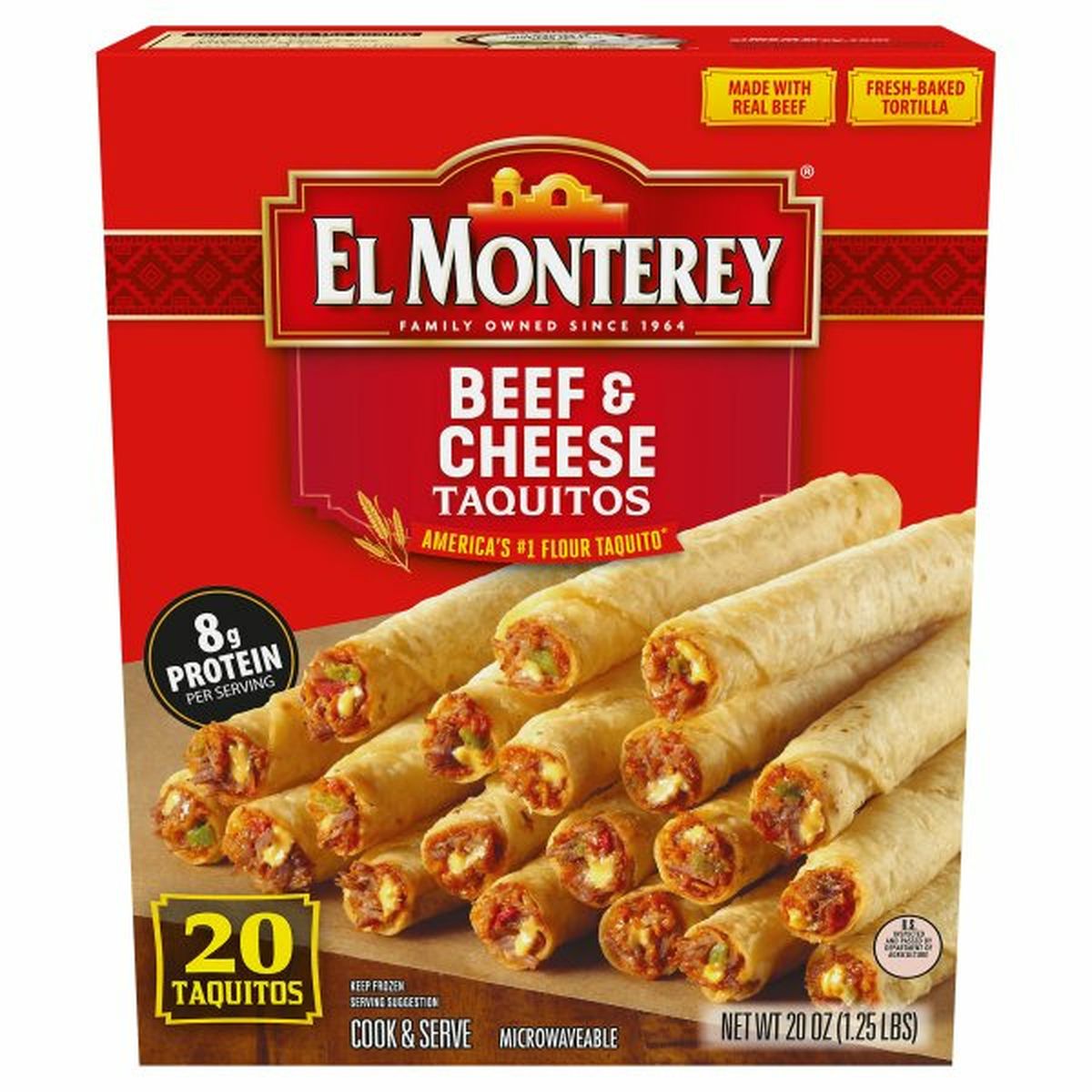 Calories in El Monterey Taquitos, Beef & Cheese