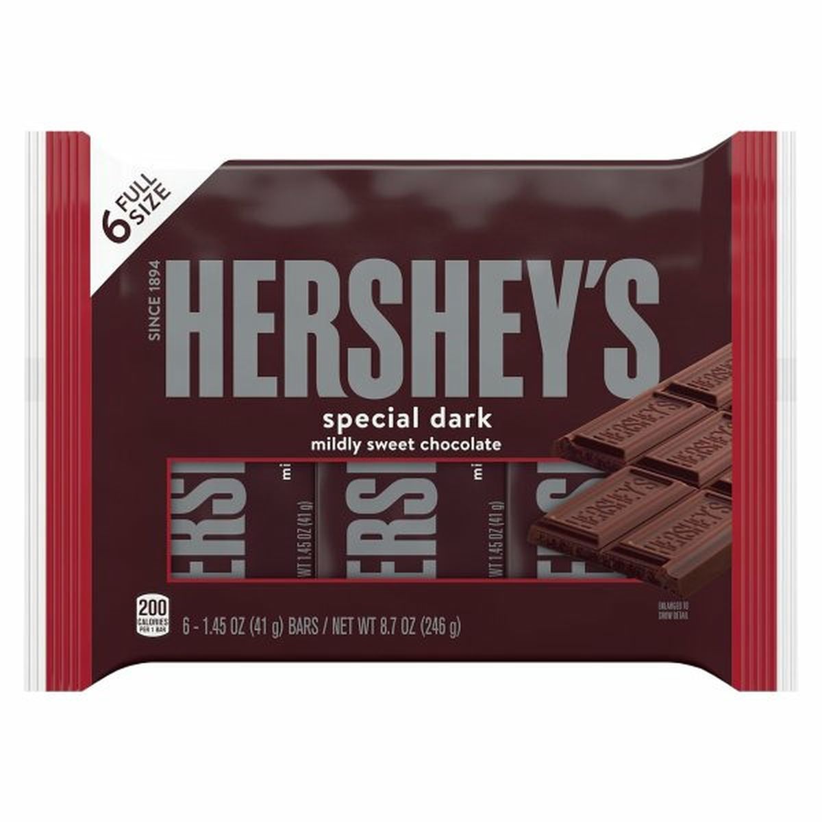 Calories in Hershey's Chocolate, Special Dark, Mildly Sweet