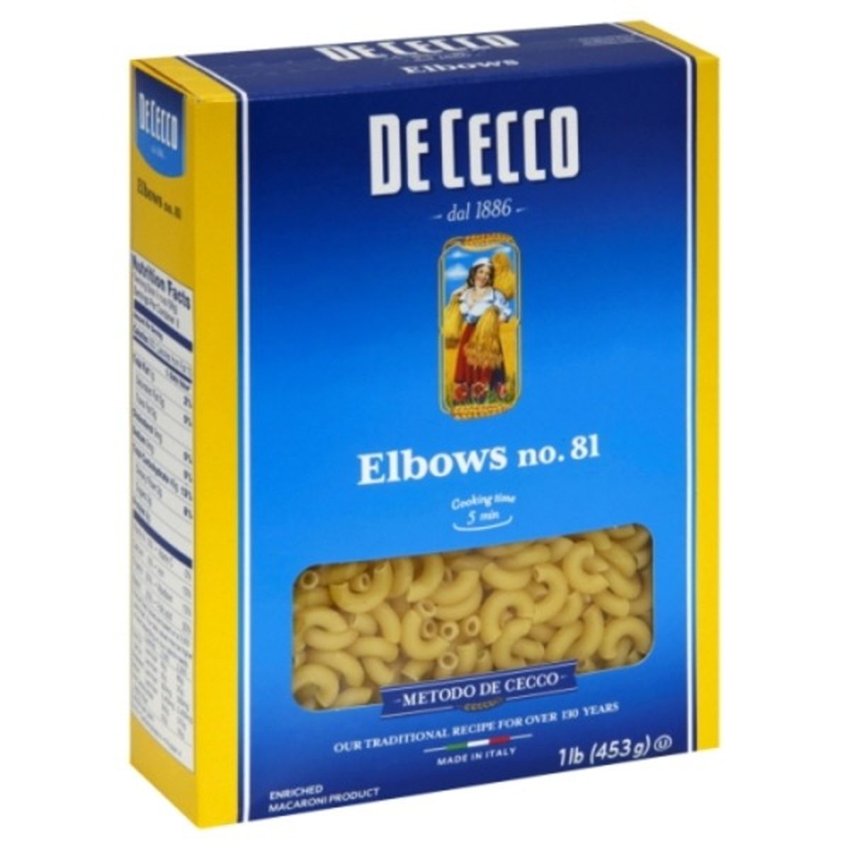 Calories in De Cecco Elbows, No. 81