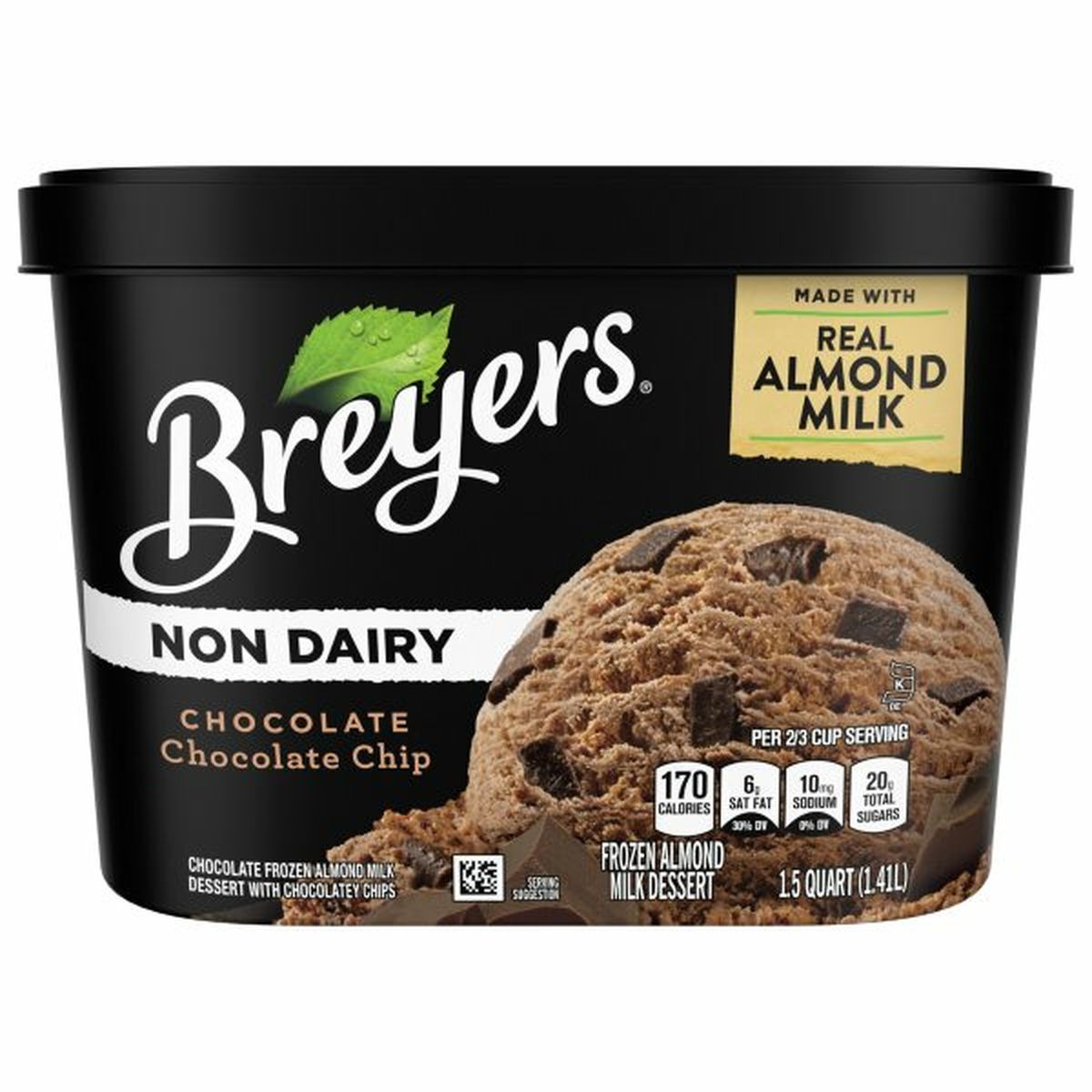 Calories in Breyers Frozen Almond Milk Dessert, Chocolate Chip