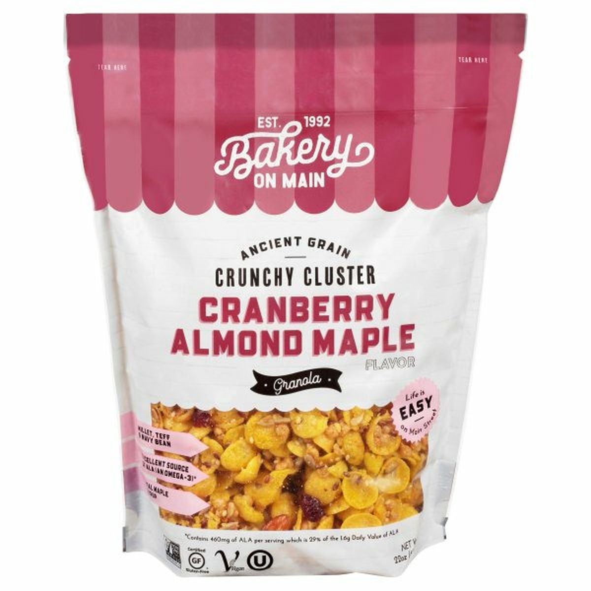Calories in Bakery On Main Granola, Cranberry Almond Maple Flavor, Crunchy Cluster