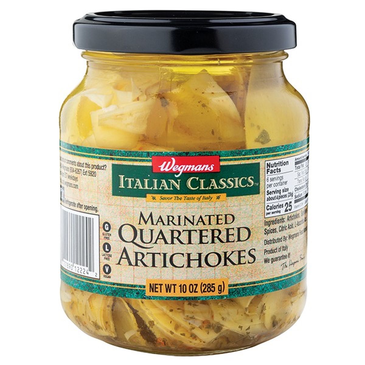Calories in Wegmans Italian Classics Artichokes, Marinated Quartered