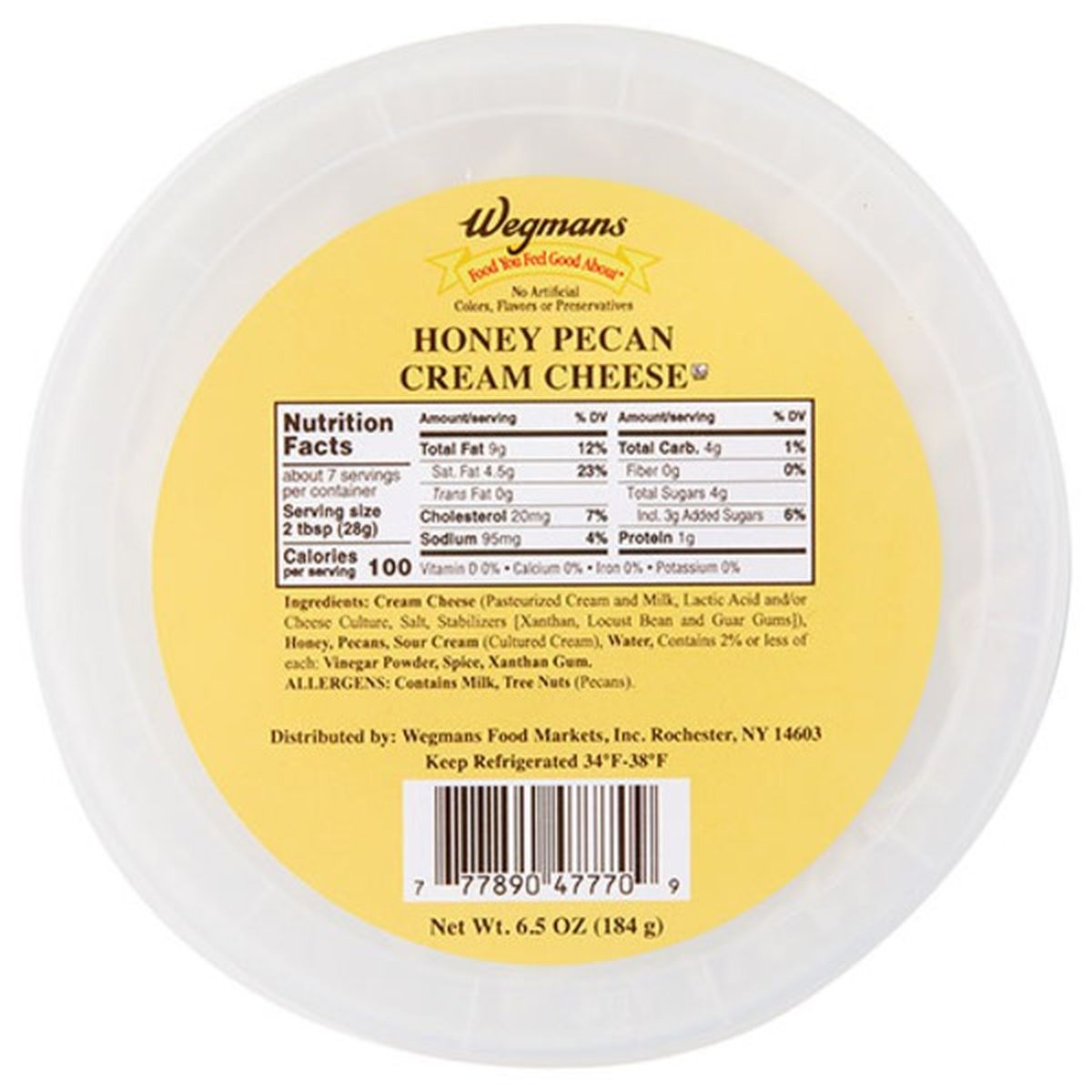 Calories in Wegmans Honey Pecan Cream Cheese