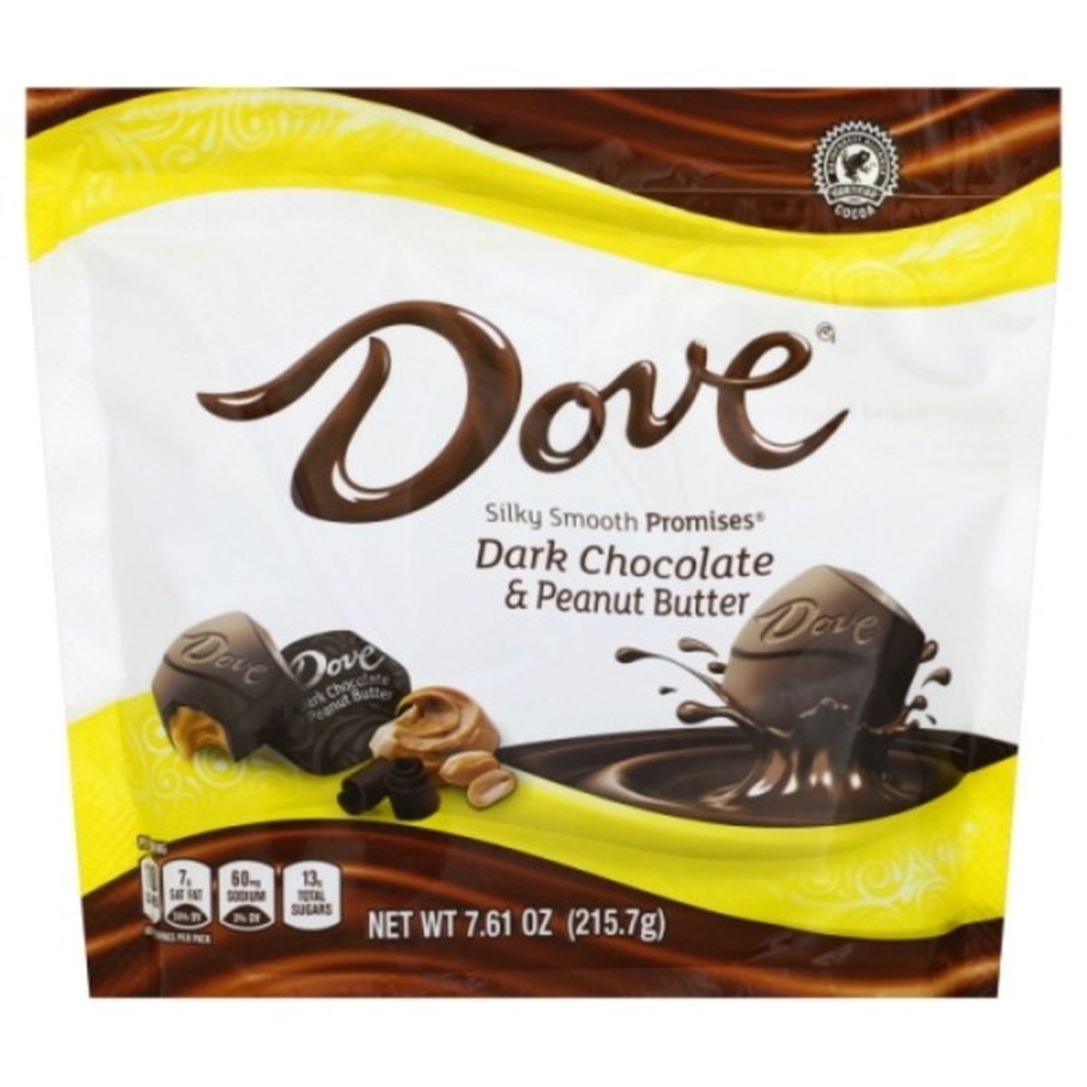 Calories in Dove Dark Chocolate, & Peanut Butter