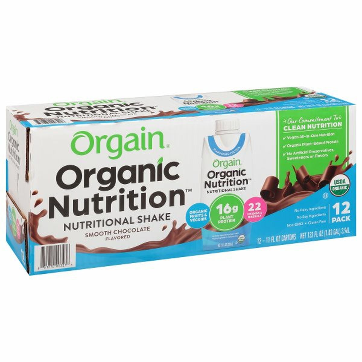 Calories in Orgain Organic Nutrition Nutritional Shake, Smooth Chocolate Flavored