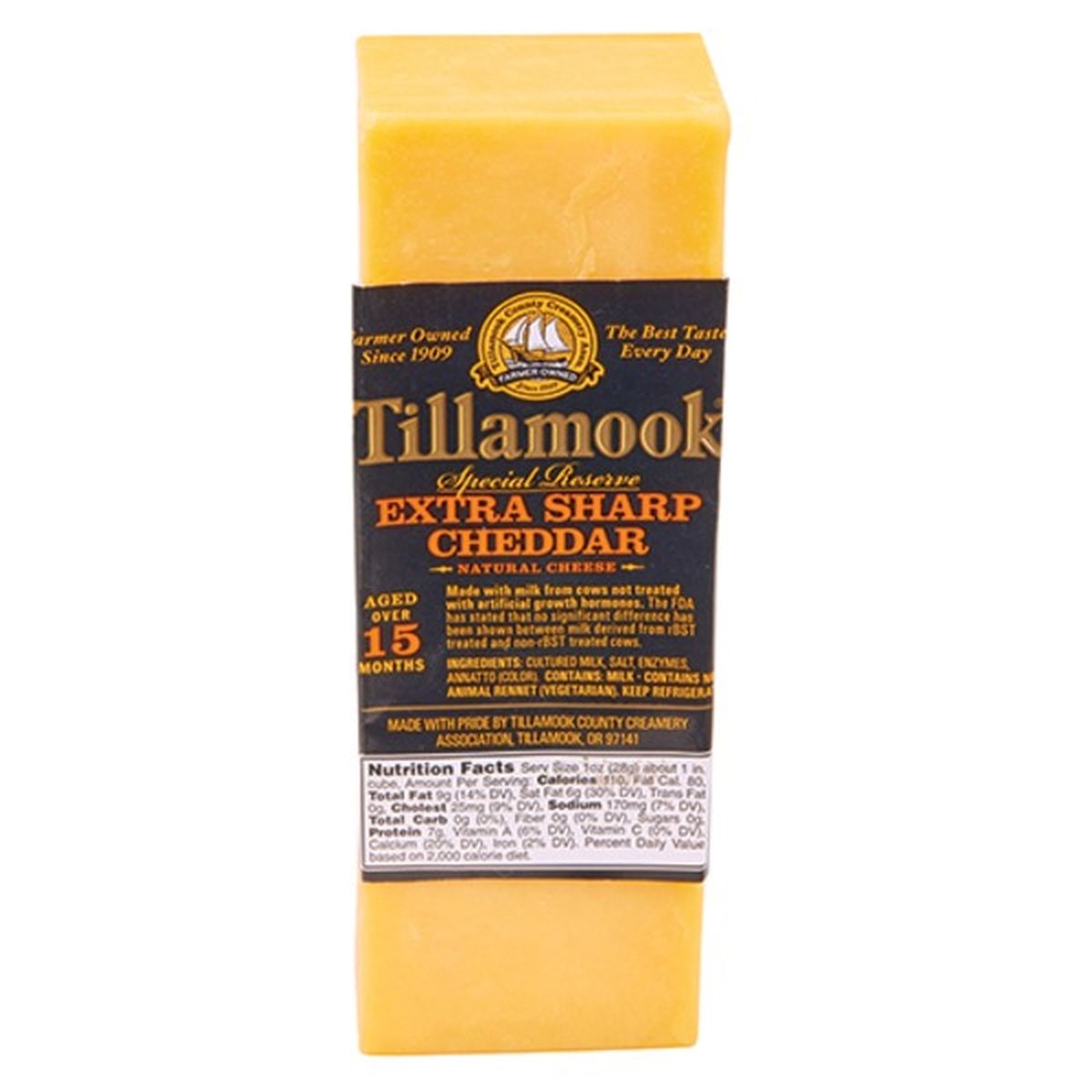 Calories in Tillamook Extra Sharp Cheddar Cheese