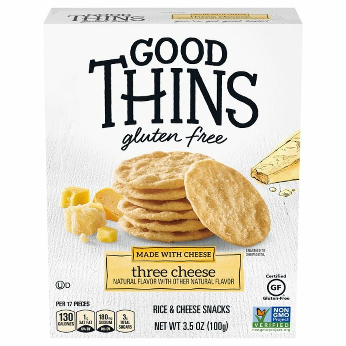 Calories in Good Thins Rice & Cheese Snacks, Gluten Free, Three Cheese