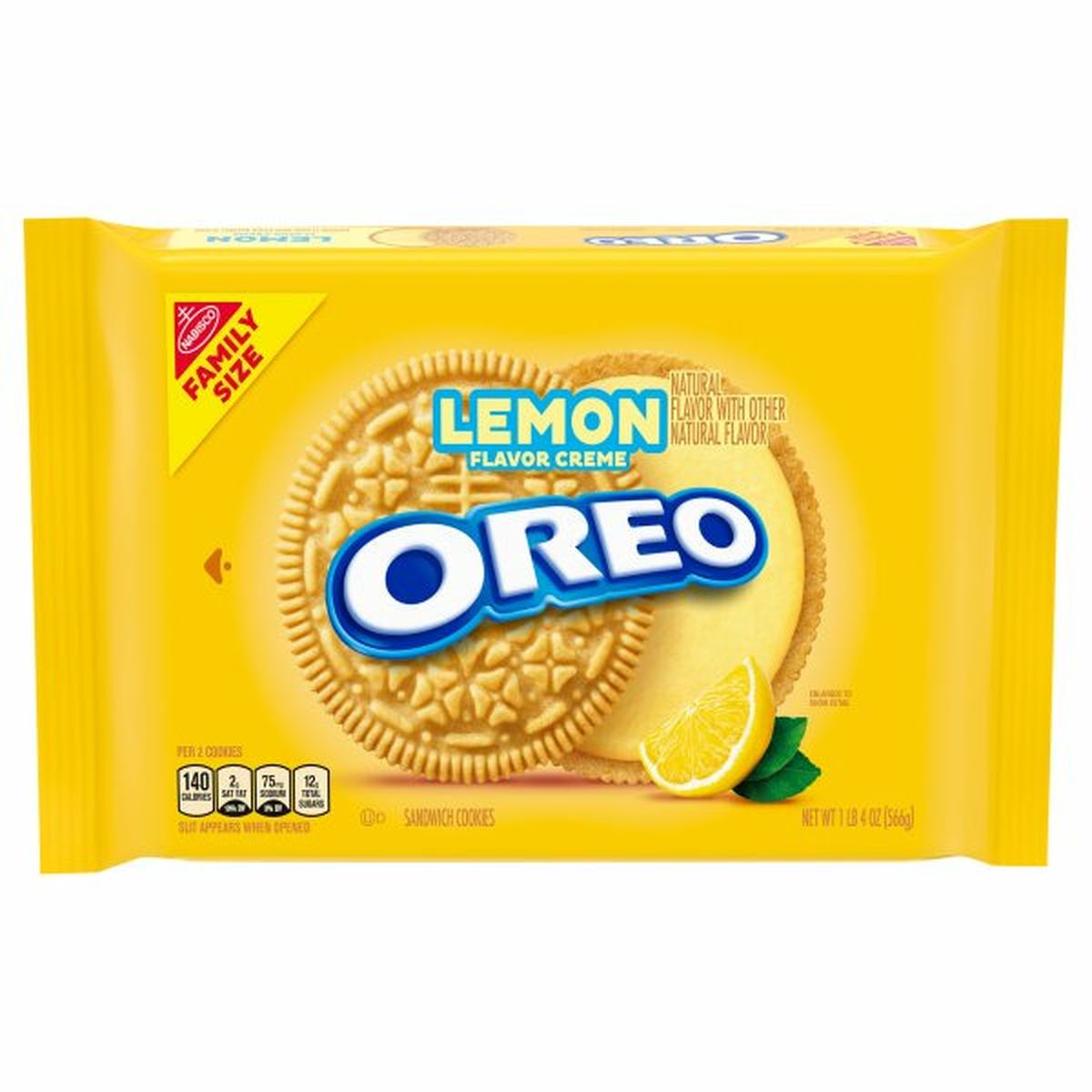 Calories in Oreo Sandwich Cookies, Lemon Flavor Creme, Family Size