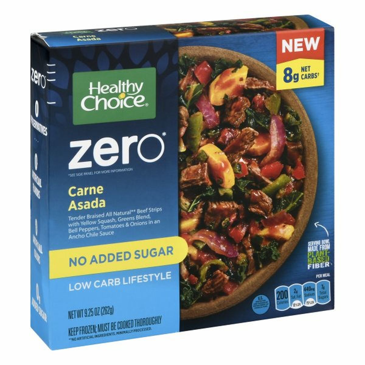 Calories in Healthy Choice Zero Carne Asada, No Sugar Added, Low Carb Lifestyle