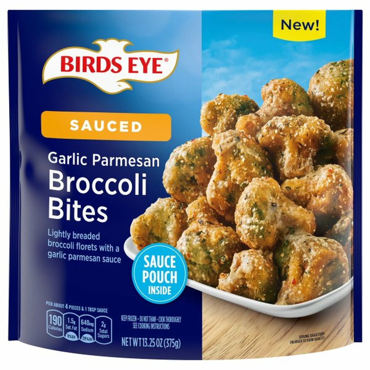 Calories in Birds Eye Broccoli Bites, Garlic Parmesan, Sauced
