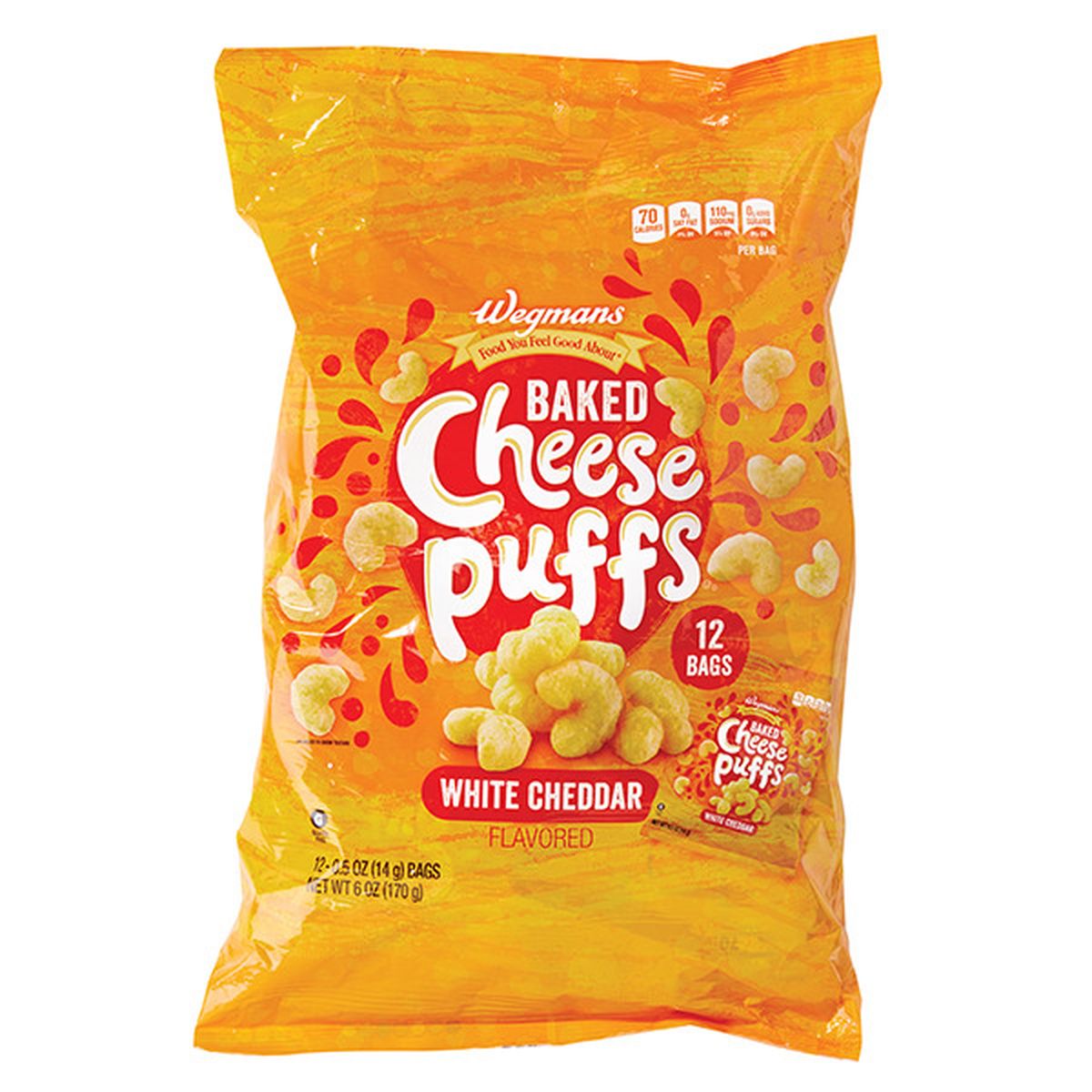Calories in Wegmans Baked Cheese Puffs, White Cheddar Flavored, 12 Bags