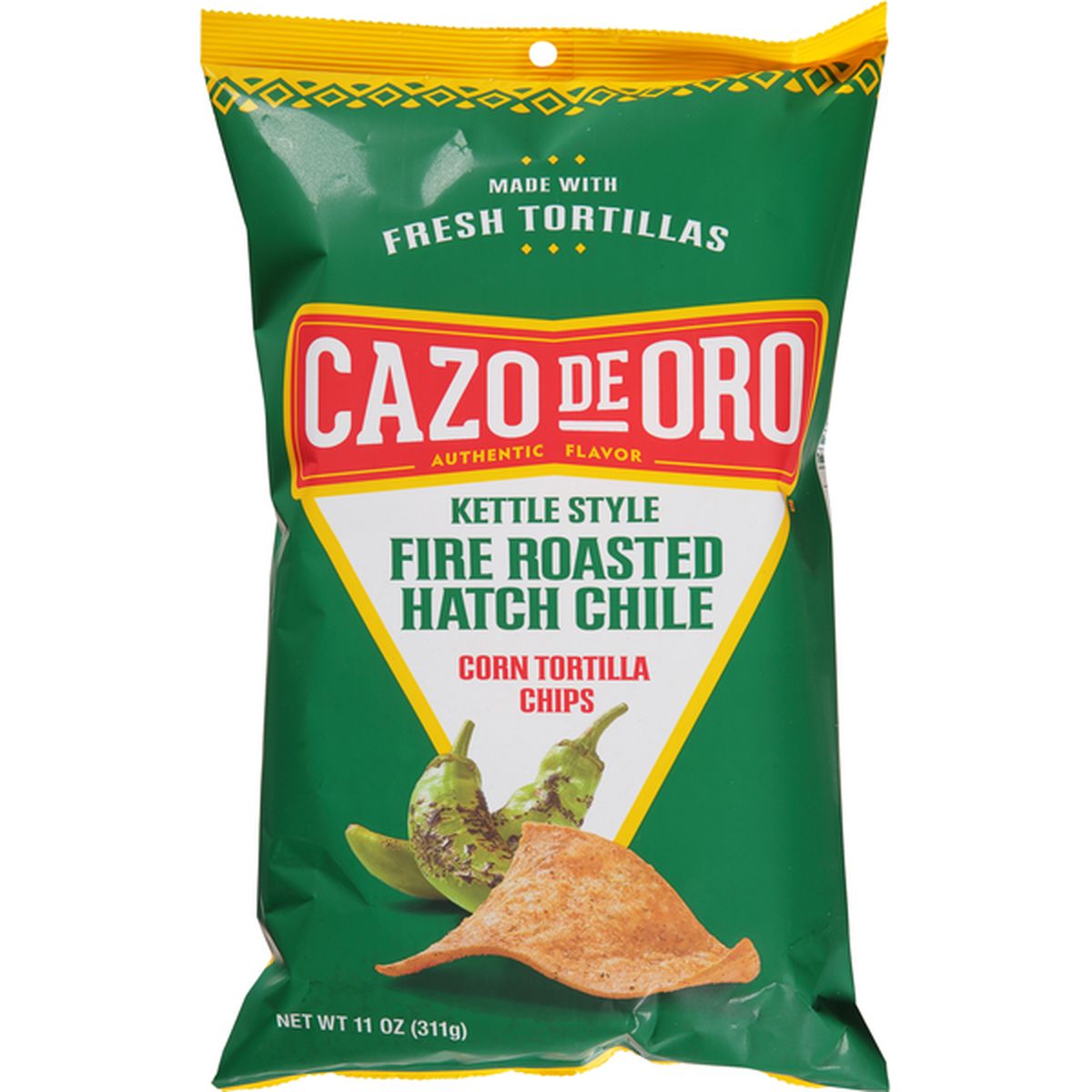 Cazo De Oro Corn Tortilla Chips, Fire Roasted Hatch Chile, Kettle Style