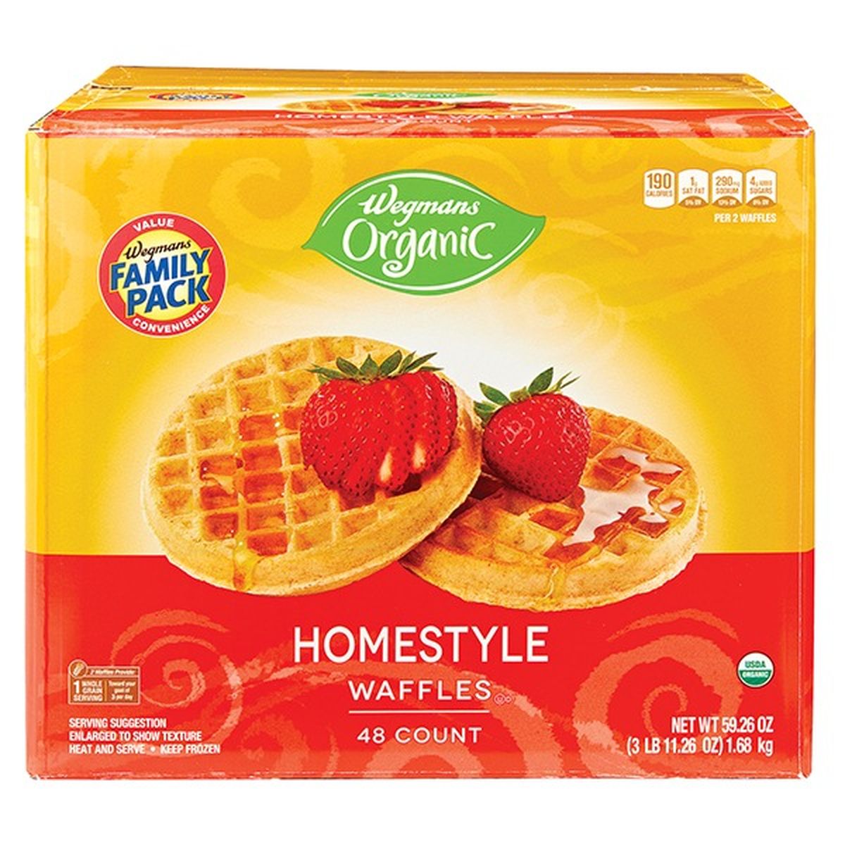 Calories in Wegmans Organic Waffles, Homestyle, FAMILY PACK