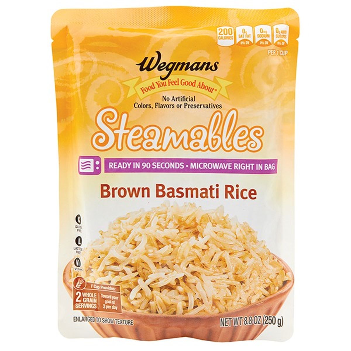 Calories in Wegmans Instant Steamable Brown Basmati Rice