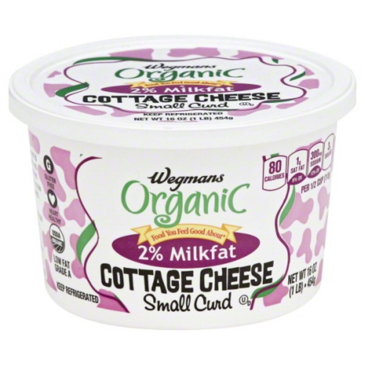 Calories in Wegmans Organic 2% Milkfat Cottage Cheese, Small Curd