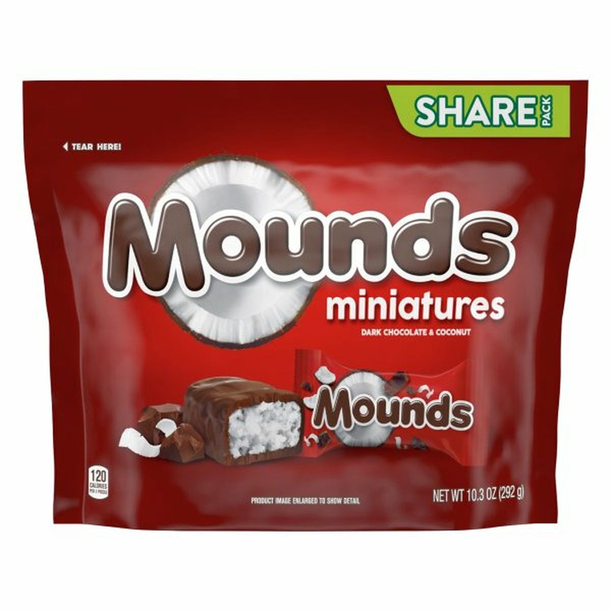 Calories in MOUNDS Candies, Dark Chocolate & Coconut, Miniatures, Share Pack