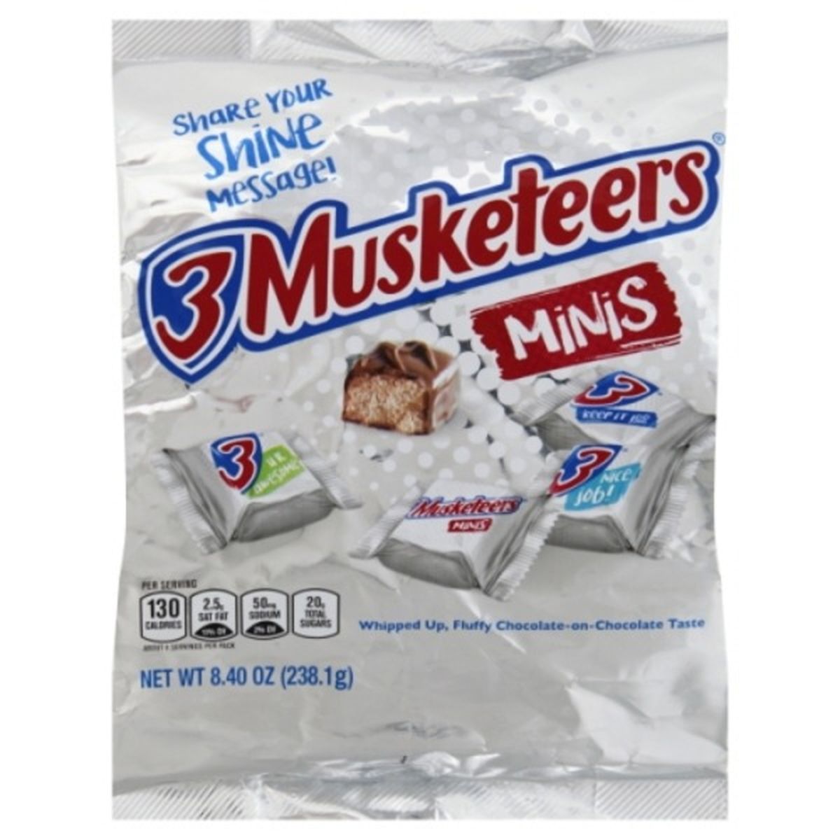 Calories in 3 Musketeers Candy Bars, Minis