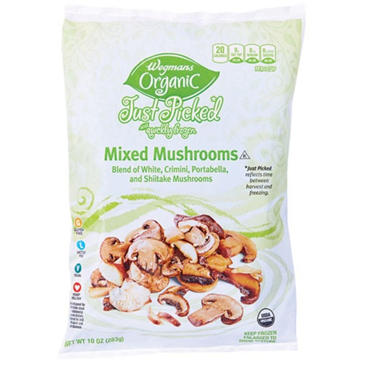 Calories in Wegmans Organic Frozen Mixed Mushrooms