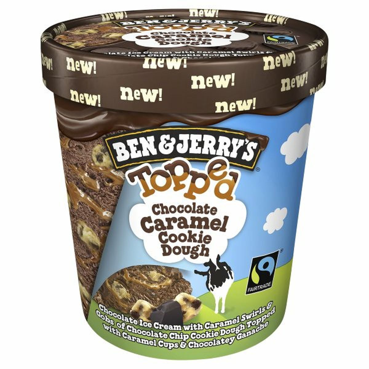 Calories in Ben & Jerry's Topped Ice Cream, Chocolate Caramel Cookie Dough