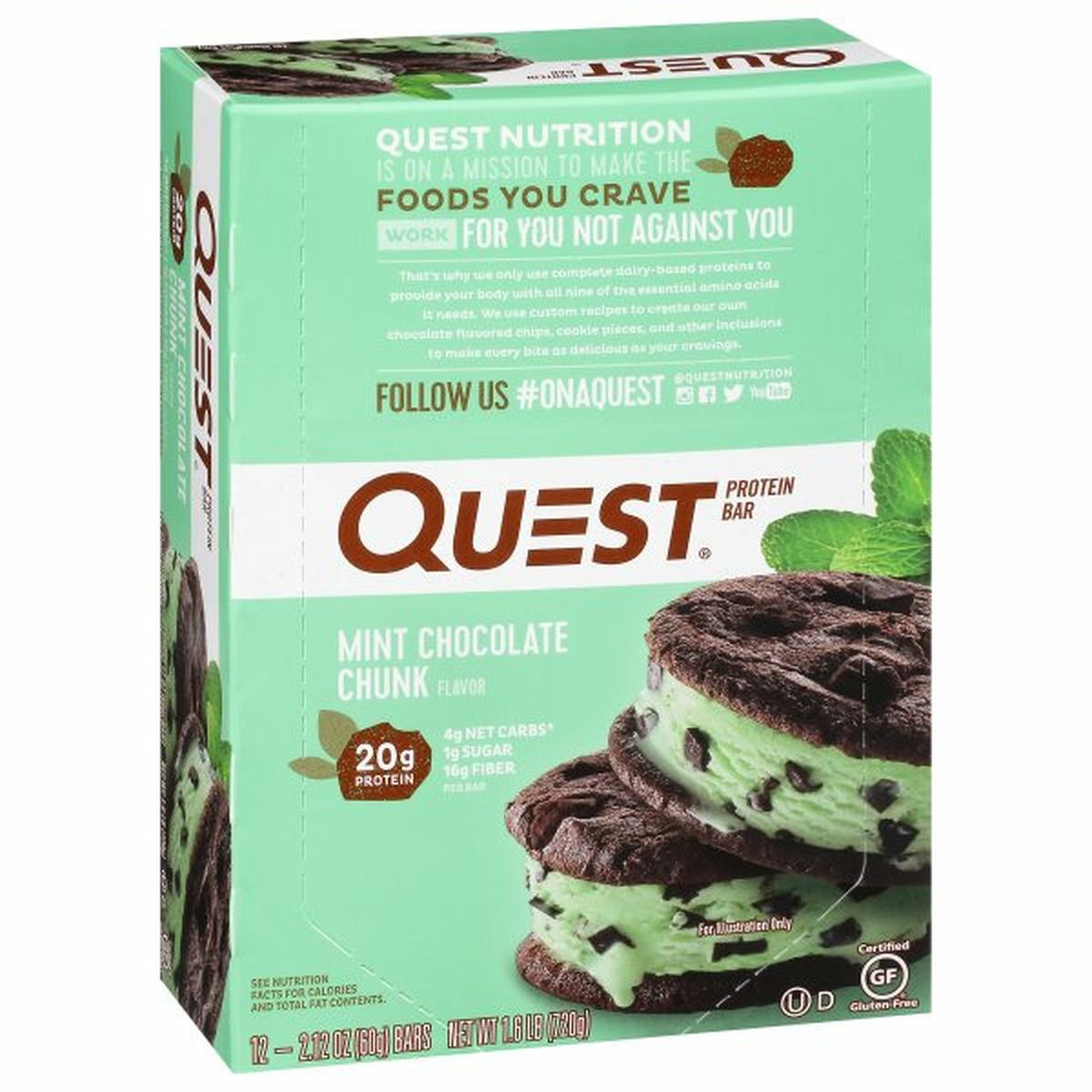 Calories in Quest Protein Bar, Milk Chocolate Chunk Flavor, 12 Pack