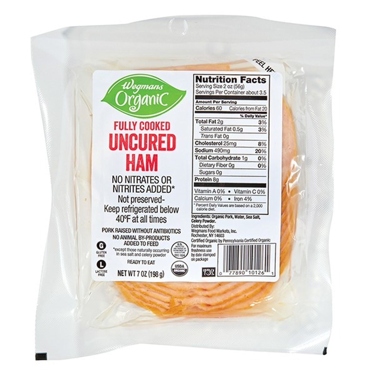 Calories in Wegmans Organic Uncured Ham, Sliced