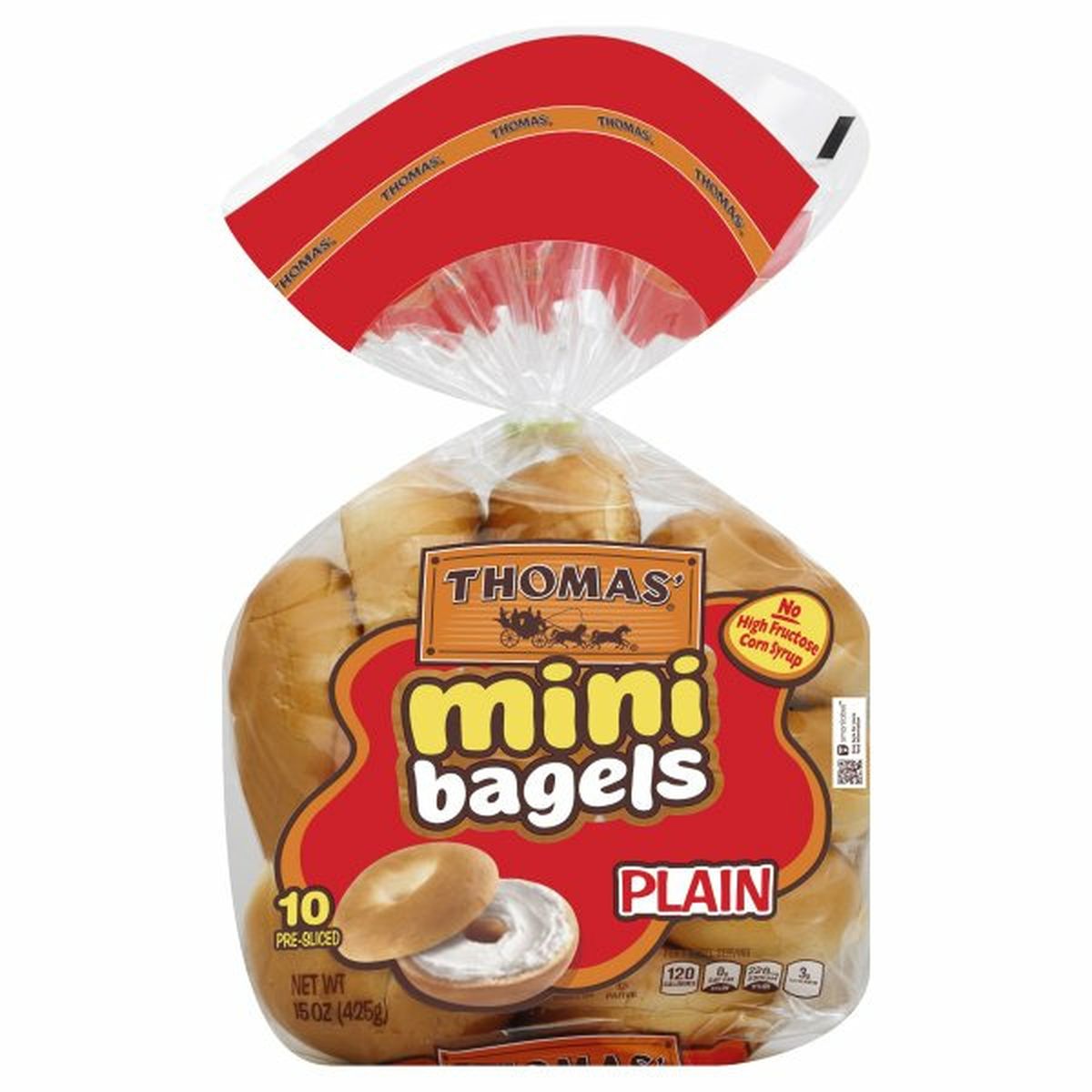 Calories in Thomasâ€™ Bagels, Plain, Mini, Pre-sliced