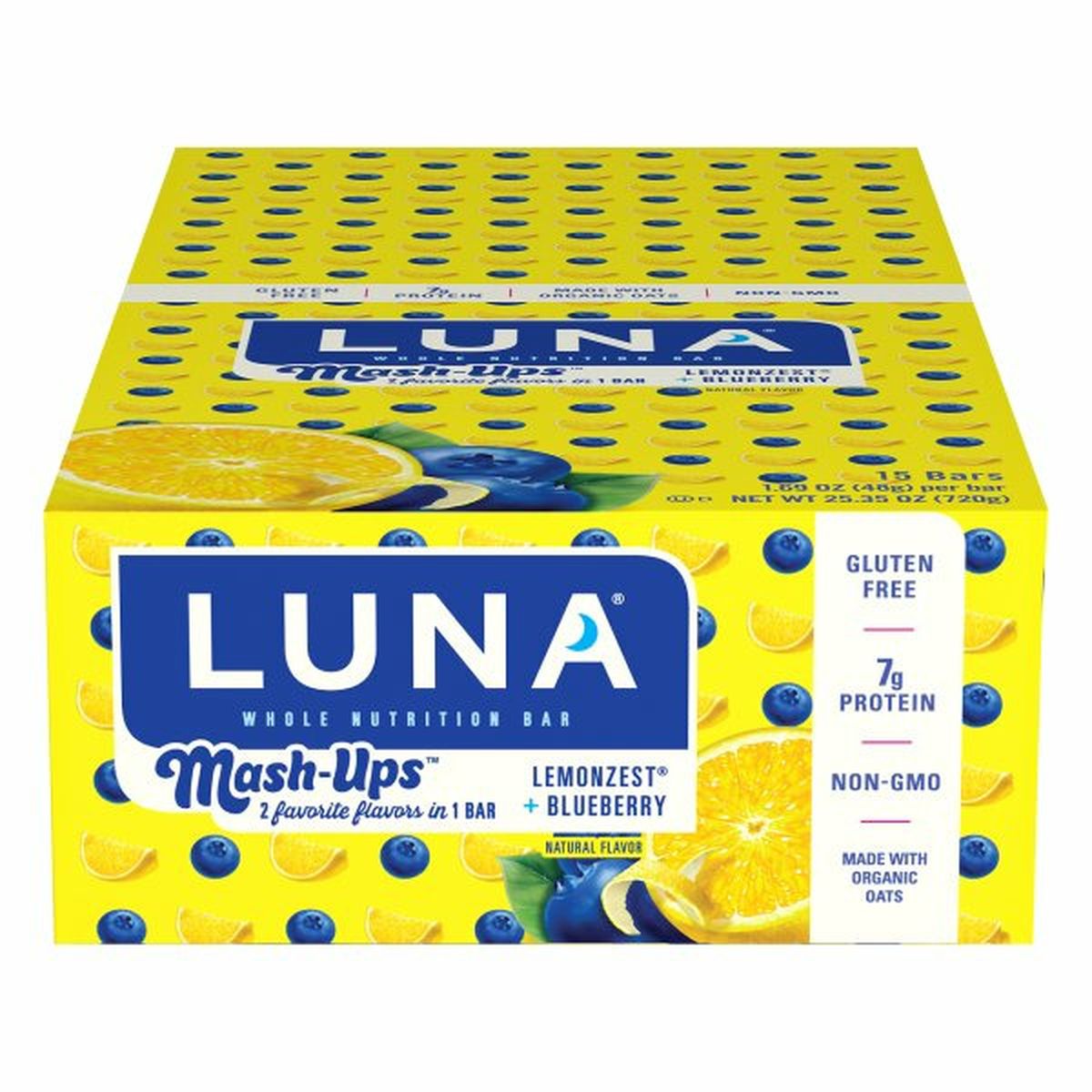 Calories in Luna Mash-Ups Nutrition Bar, Lemonzest + Blueberry
