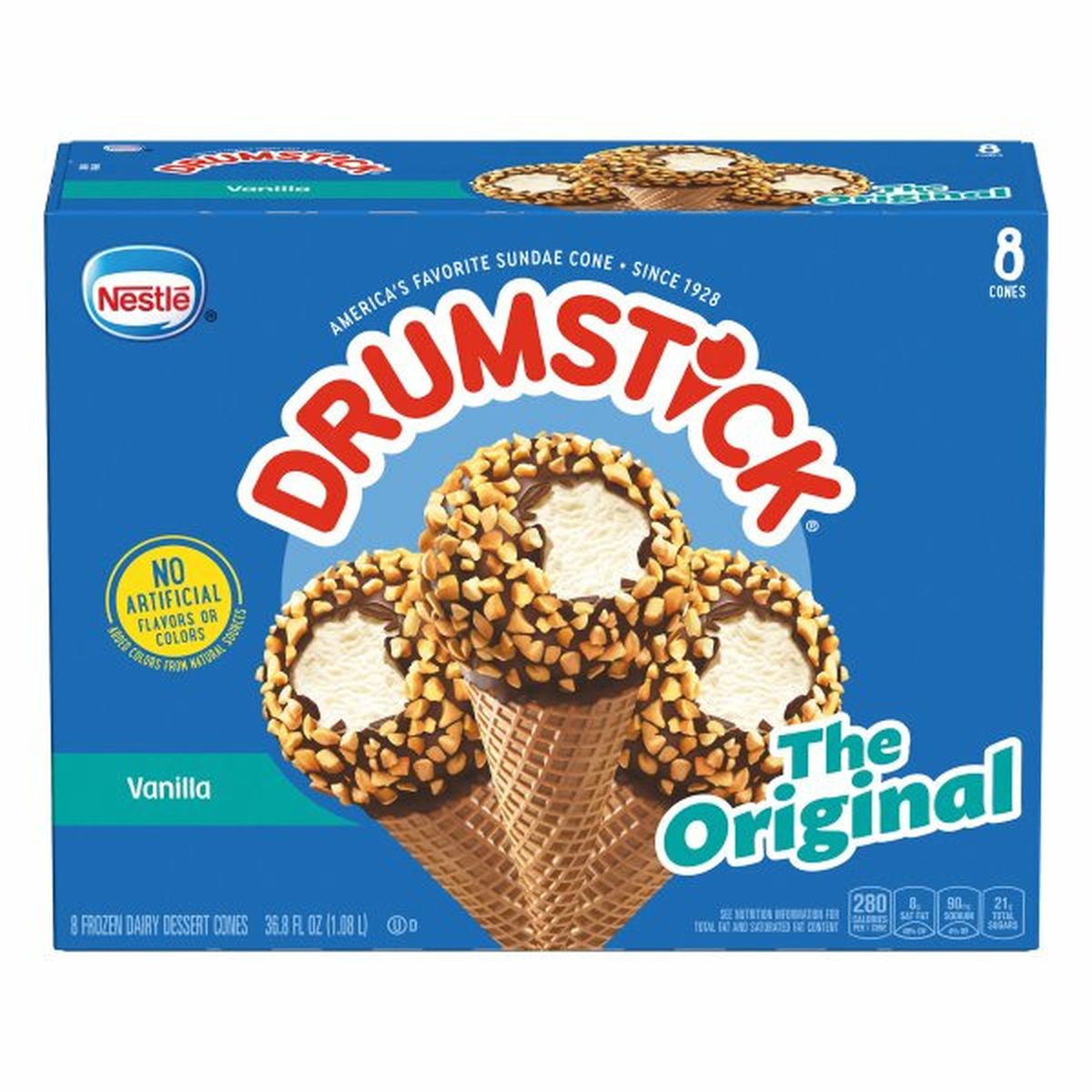 Calories in Drumstick Frozen Dessert Cones, The Original, Vanilla, 8 Pack