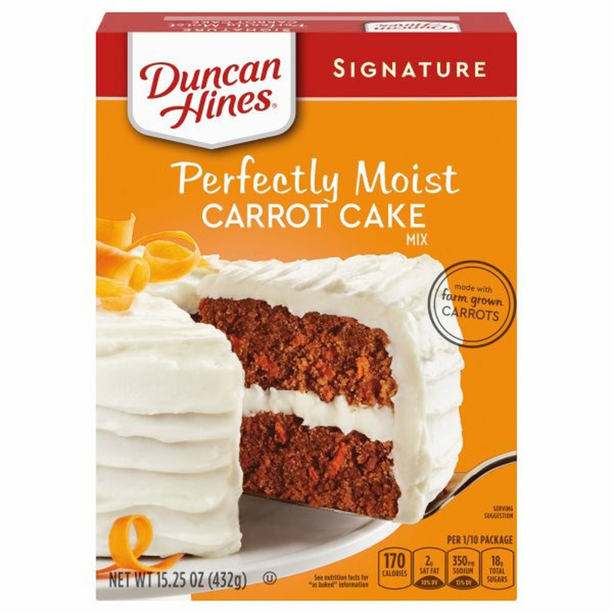 Calories in Duncan Hines Signature Cake Mix, Carrot, Perfectly Moist