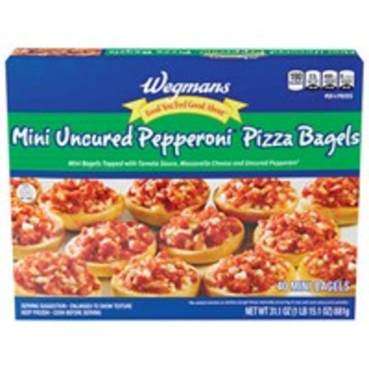 Calories in Wegmans Mini Uncured Pepperoni Pizza Bagels