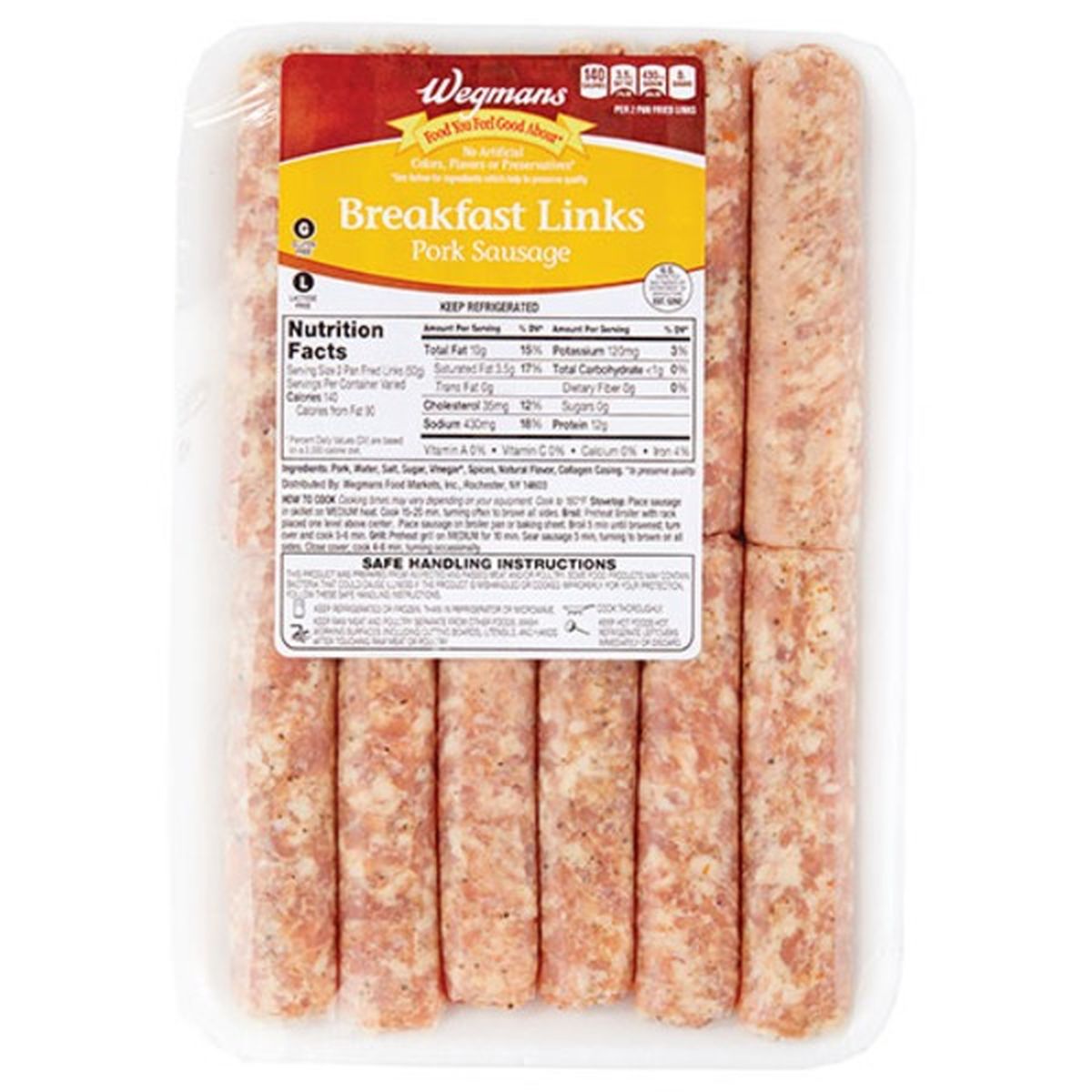 Calories in Wegmans Breakfast Links Pork Sausage