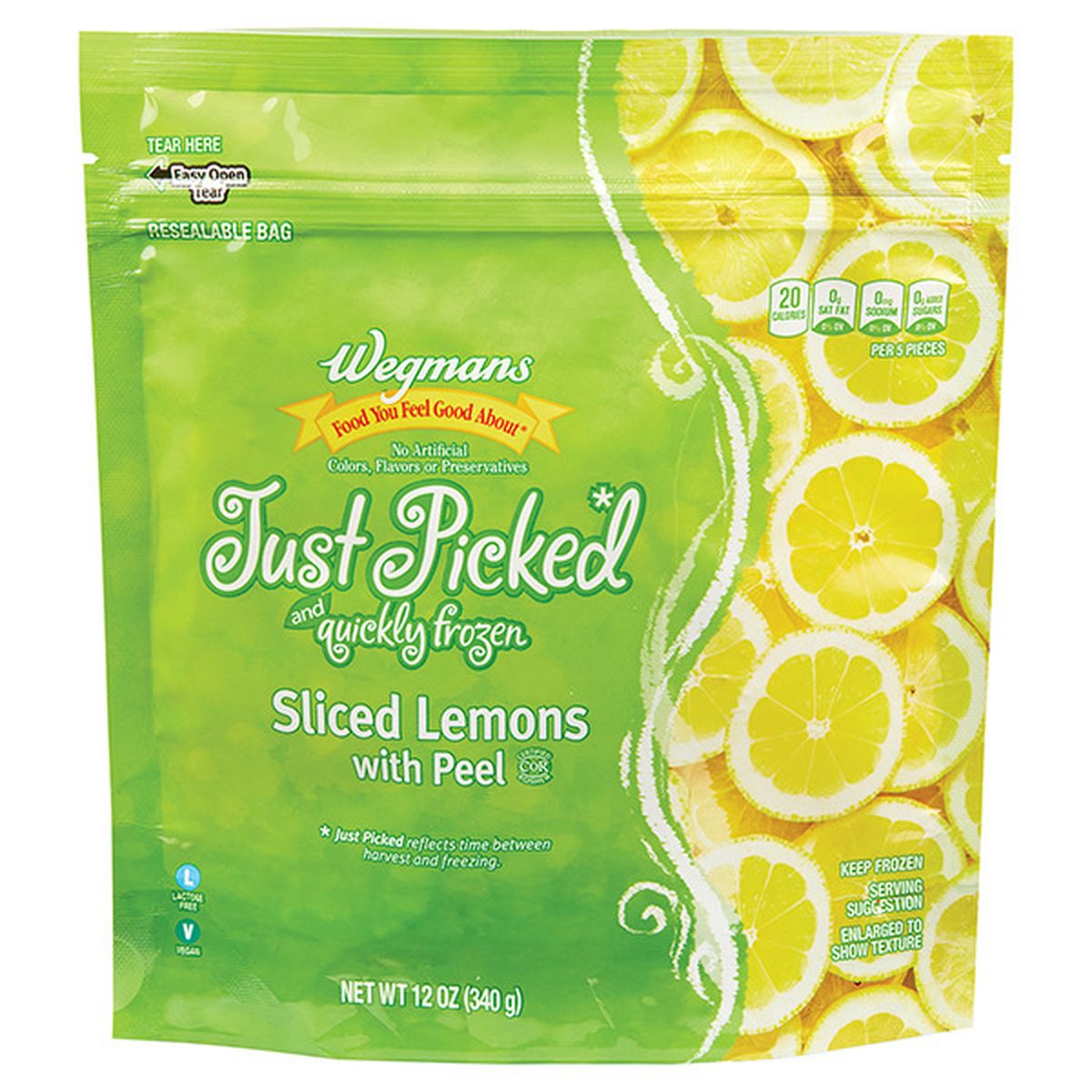 Calories in Wegmans Frozen Sliced Lemons with Peel
