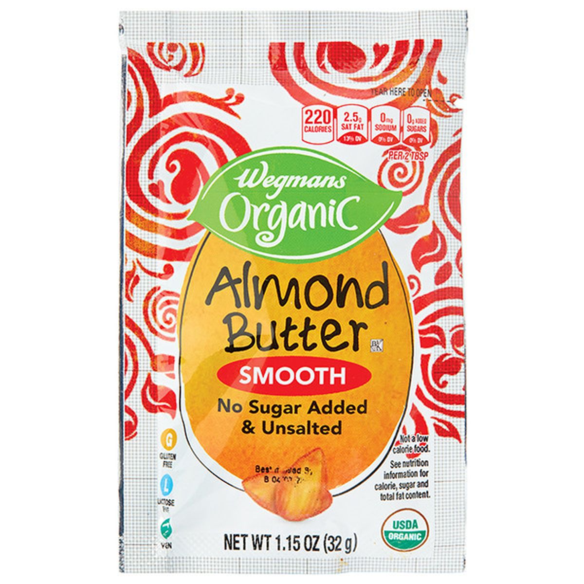 Calories in Wegmans Organic Smooth Almond Butter Squeeze Pouch