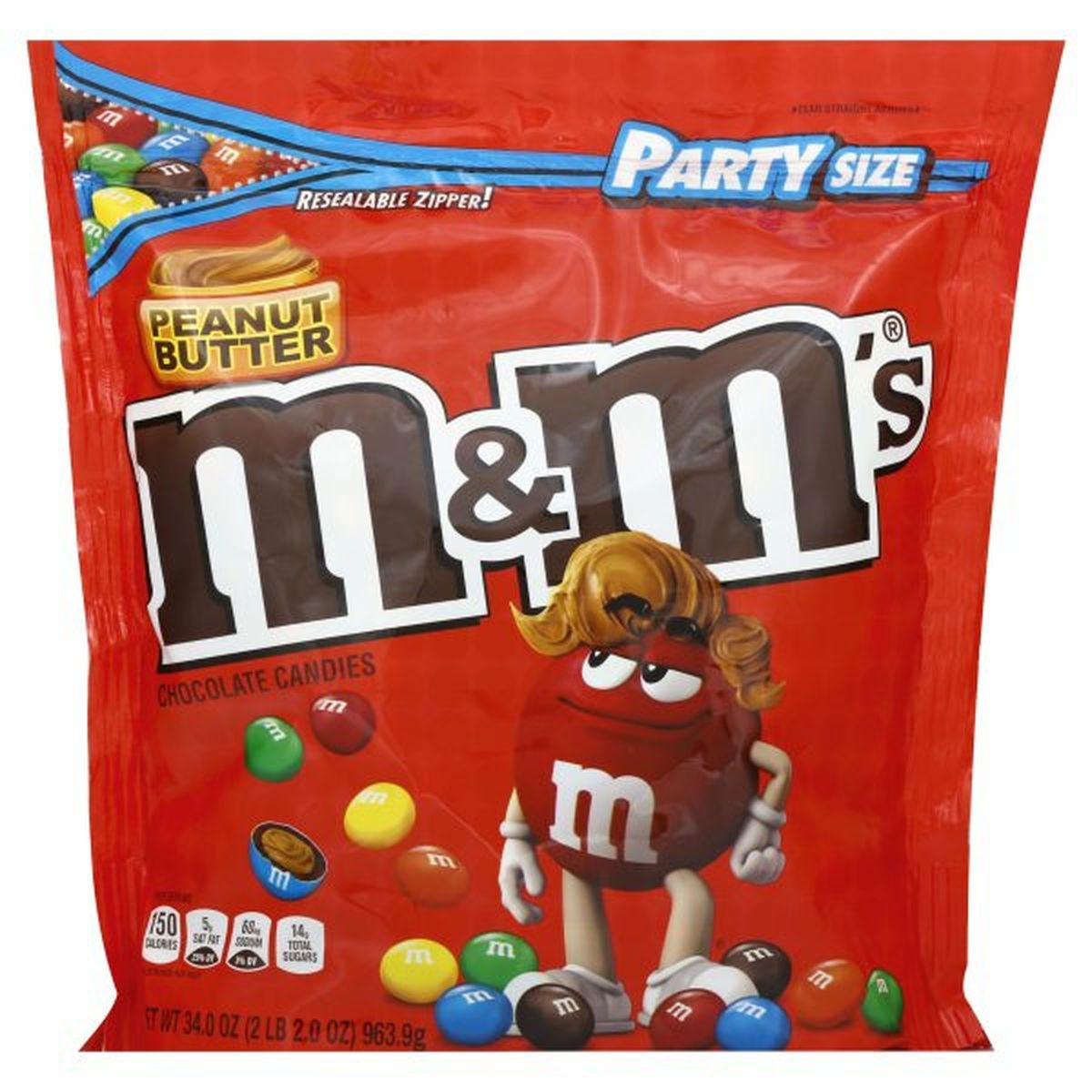 Calories in M&M's Chocolate Candies, Peanut Butter, Party Size
