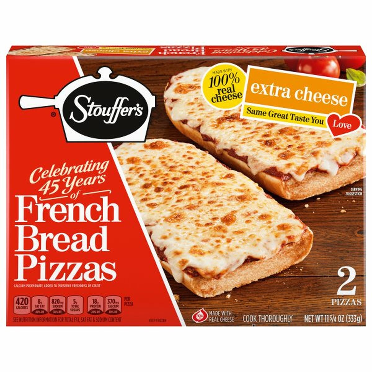 Calories in Stouffer's French Bread Pizzas, Extra Cheese