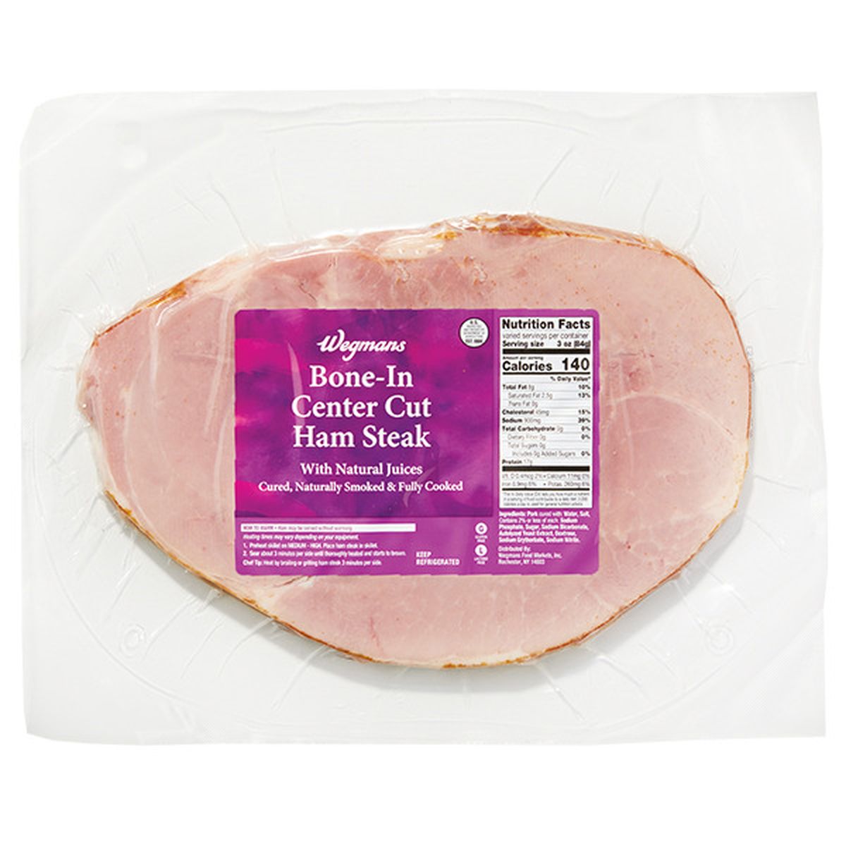 Calories in Wegmans Bone-In Center Cut Ham Steak