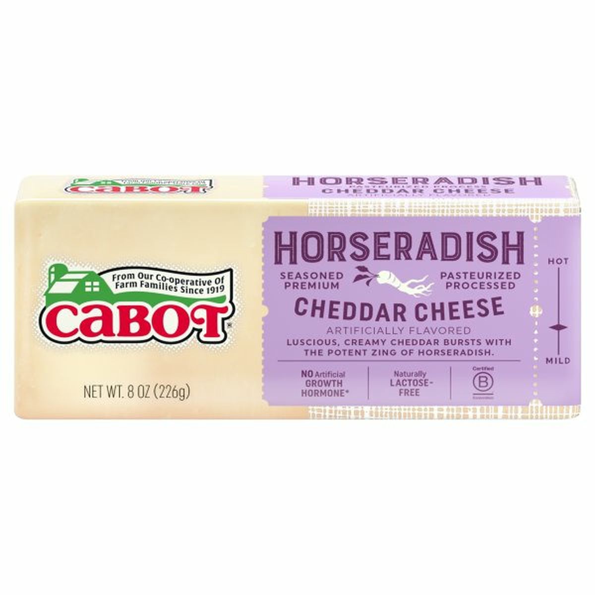 Calories in Cabot Cheese, Cheddar, Horseradish