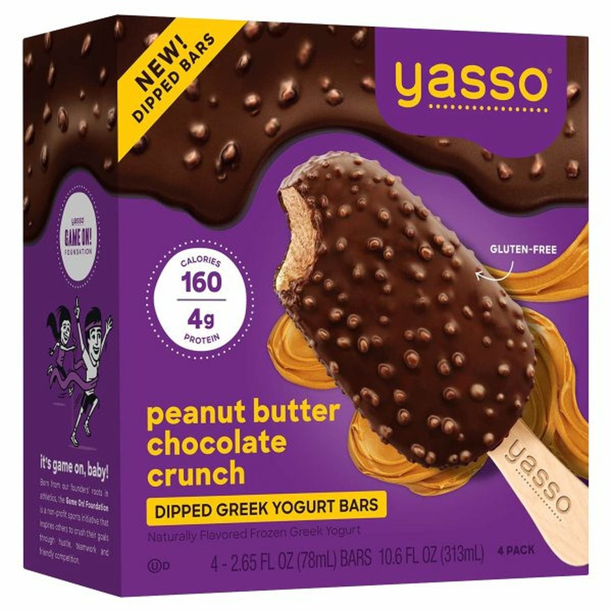 Calories in Yasso Frozen Greek Yogurt, Peanut Butter Chocolate Crunch Bars