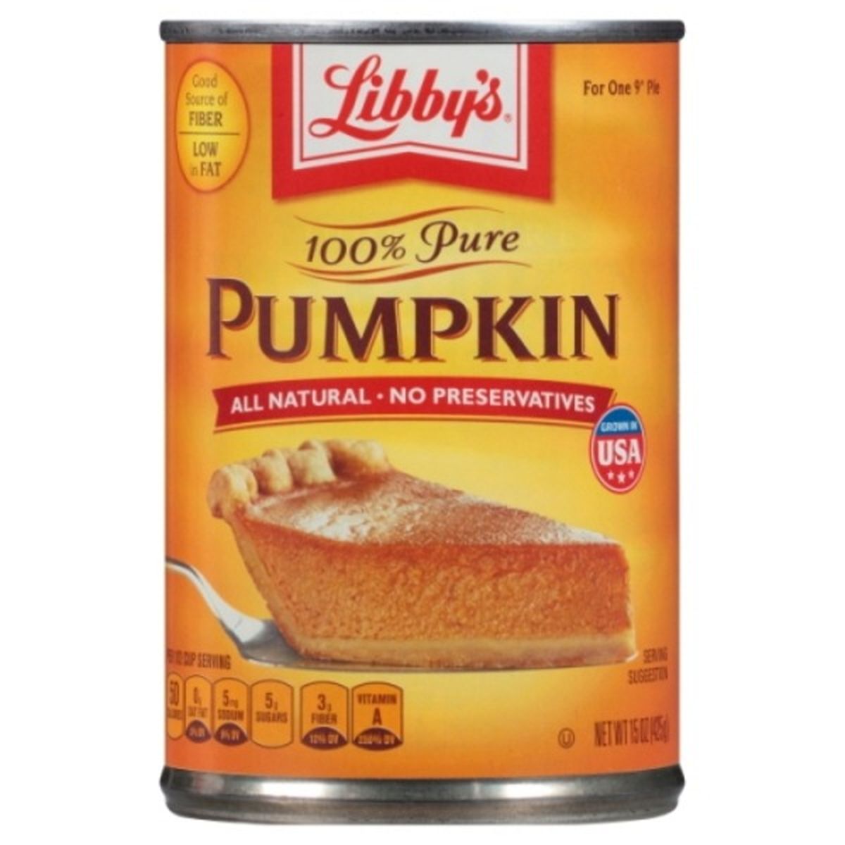 Calories in Libby's Pumpkin Pumpkin Pie, 100% Pure