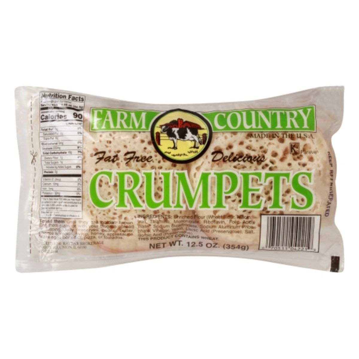 Calories in Farm Country Bread, Crumpets, Fat Free