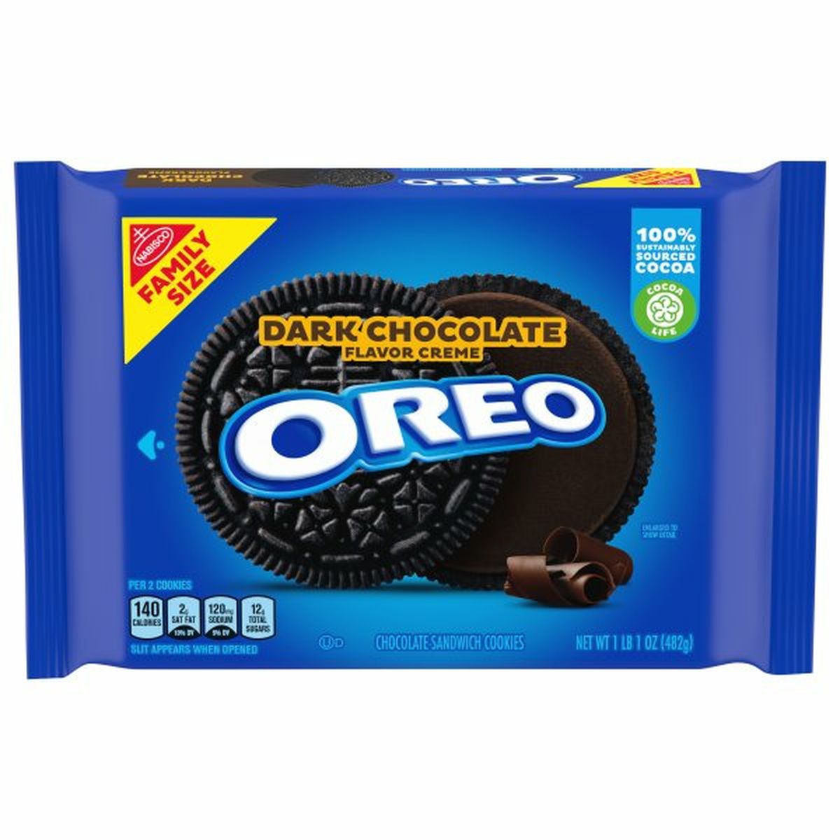 Calories in Nabisco Chocolate Sandwich Cookies, Dark Chocolate Flavor Creme, Family Size
