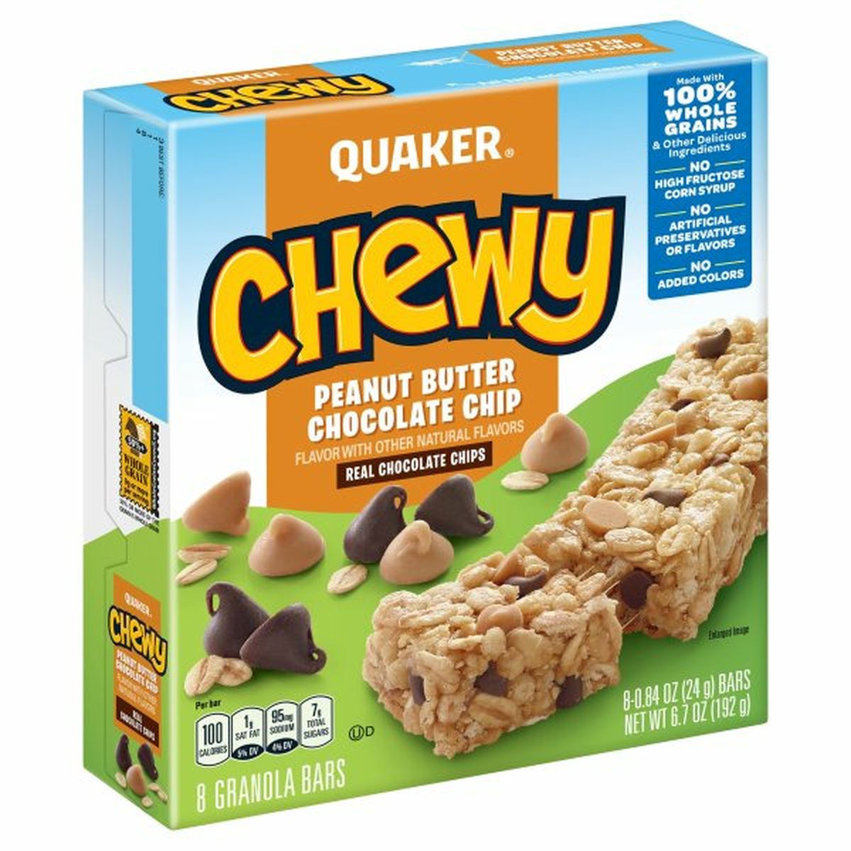 Calories in Quaker Chewy Granola Cereal Or Fruit Bars, Peanut Butter Chocolate