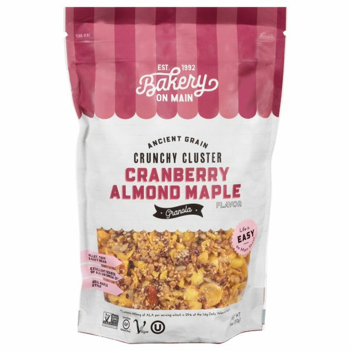 Calories in Bakery On Main Granola, Cranberry Almond Maple, Crunchy Cluster