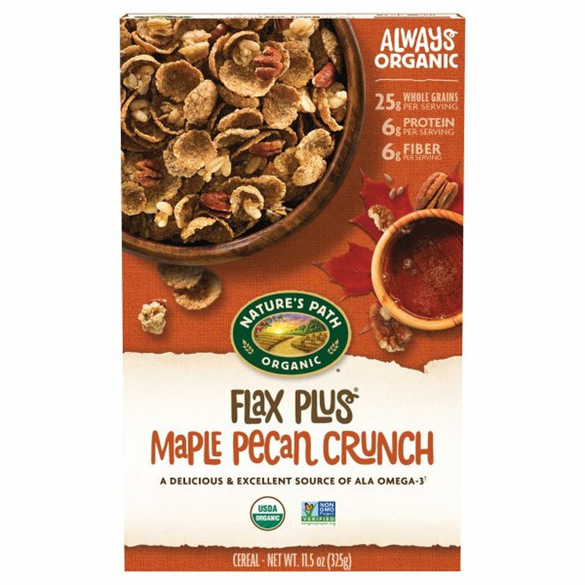 Calories in Nature's Path Cereal, Maple Pecan Crunch, Flax Plus