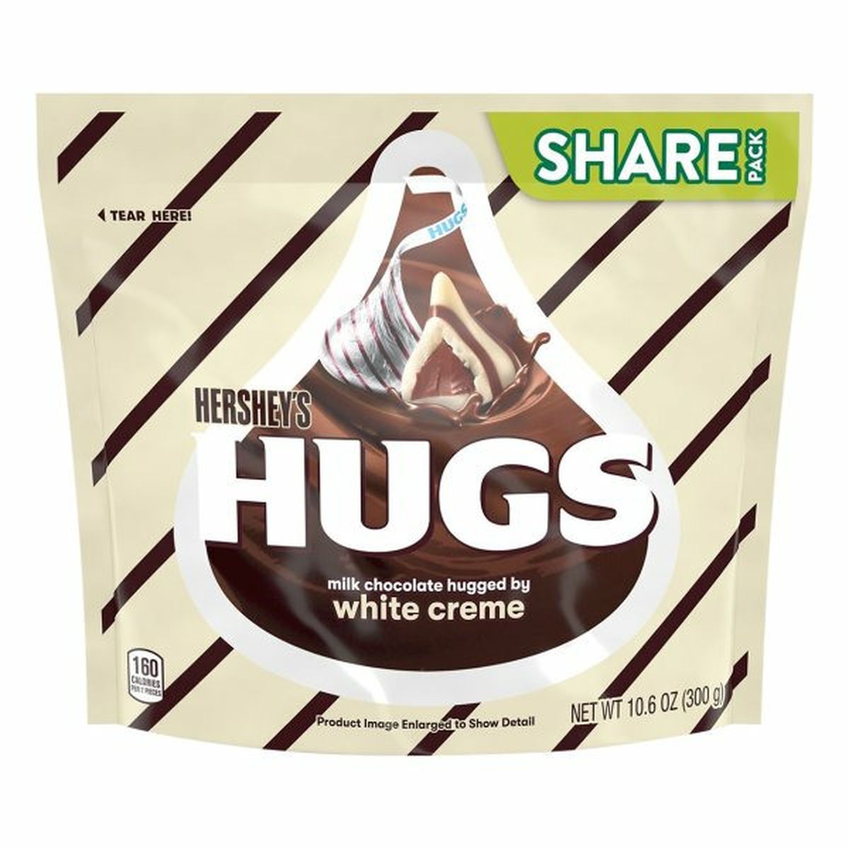 Calories in Hershey's Hugs Milk Chocolate, White Creme, Share Pack