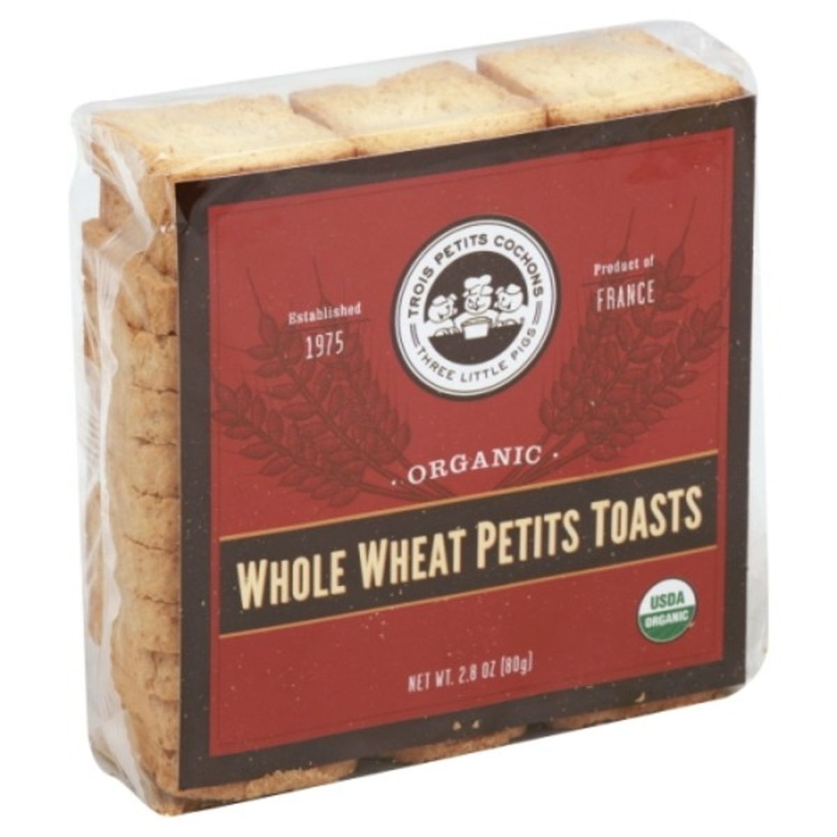 Calories in Les Trois Petits Cochons Petits Toasts, Organic, Whole Wheat