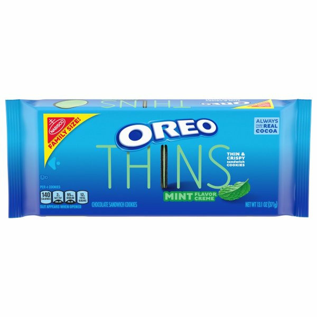 Calories in Oreo Thins Chocolate Sandwich Cookies, Mint Flavor Creme, Mint Flavor Creme, Family Size