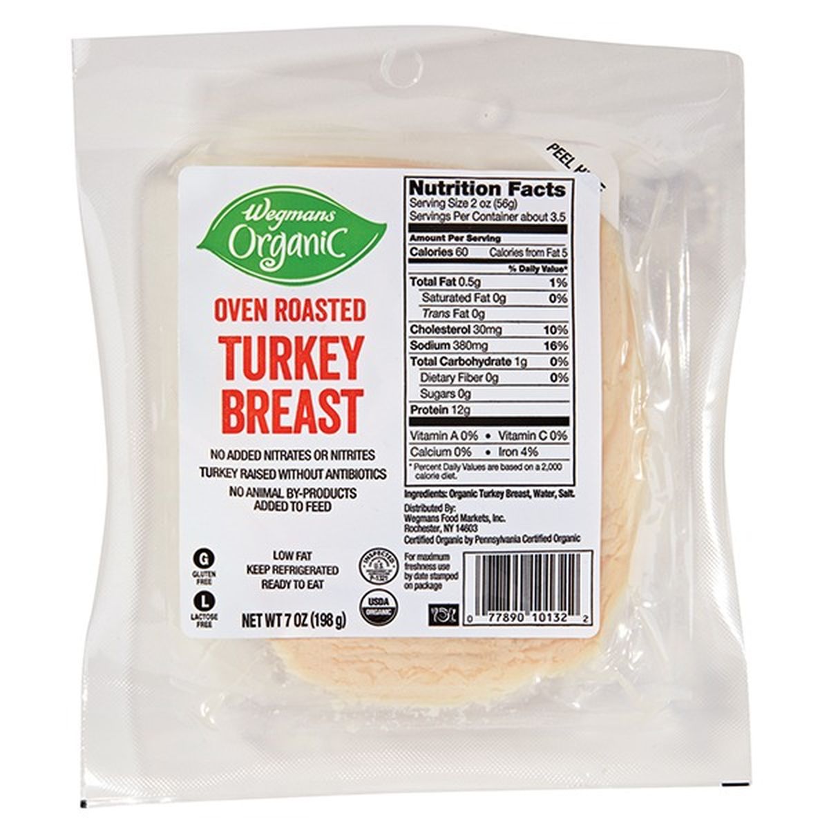 Calories in Wegmans Organic Oven-Roasted Turkey Breast, Sliced