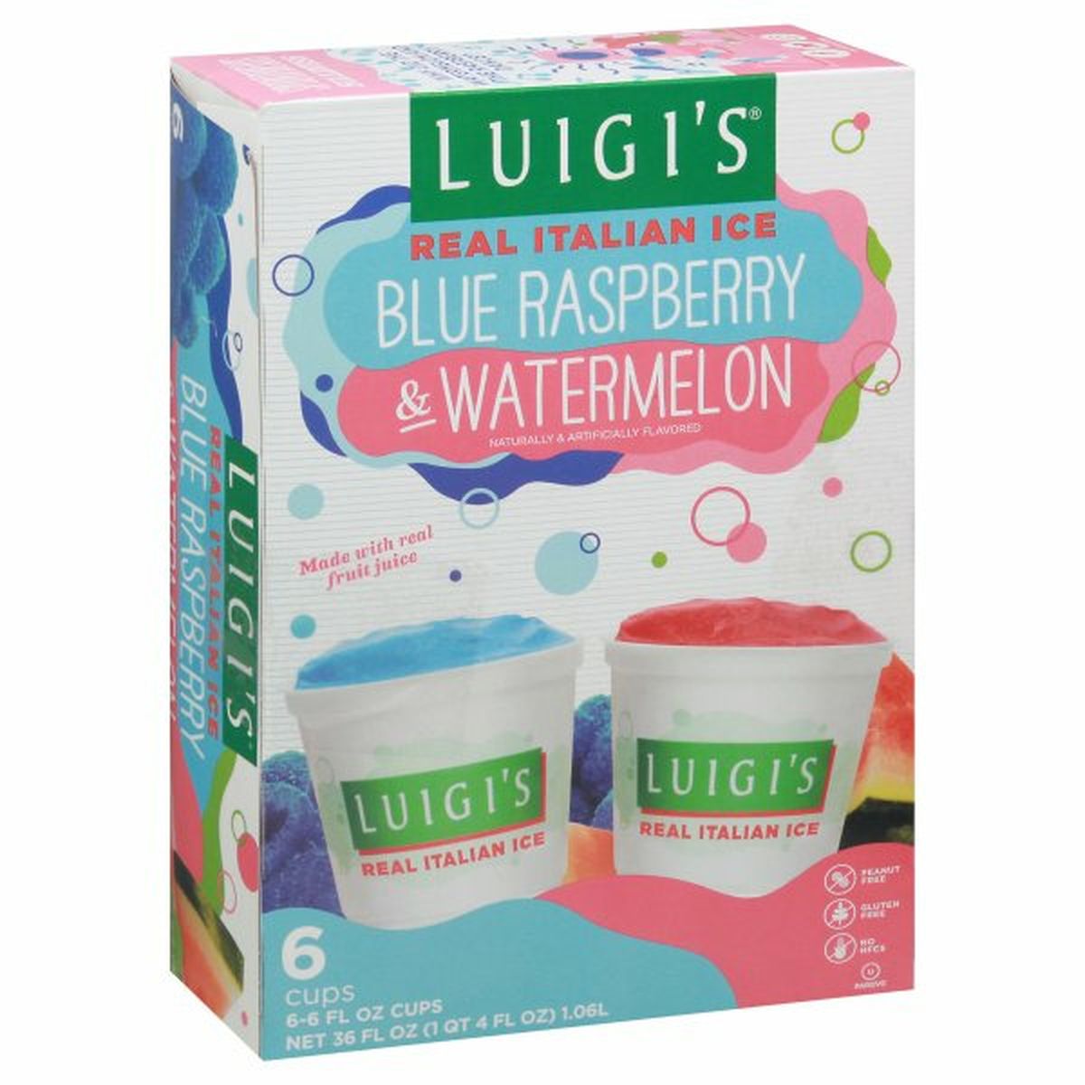 Calories in Luigi's Italian Ice, Blue Raspberry & Watermelon, Real