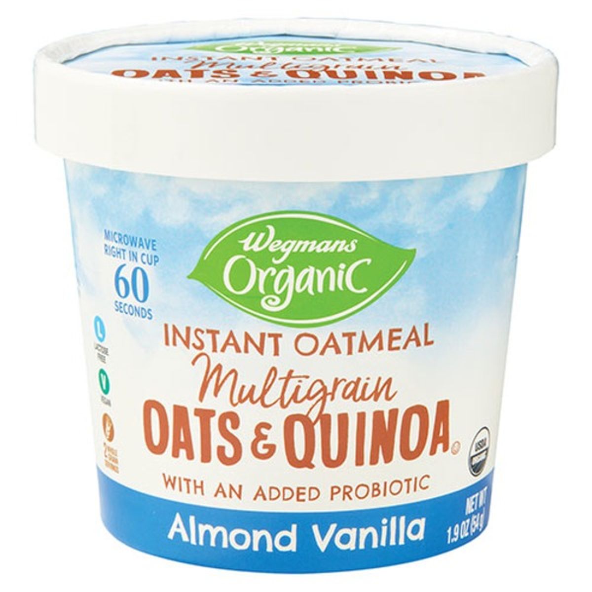 Calories in Wegmans Organic Almond Vanilla Oats & Quinoa Instant Oatmeal